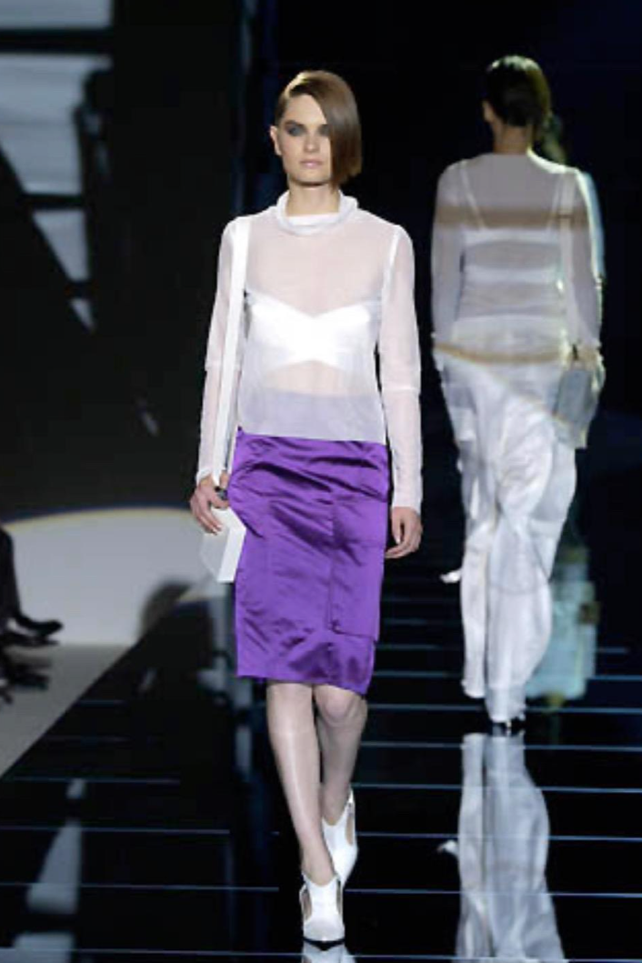  Gucci by Tom Ford S/S 2001 Runway Purple Satin Cargo Pocket Skirt, NWT ANOUCK ON RUNWAY 2001 6/6