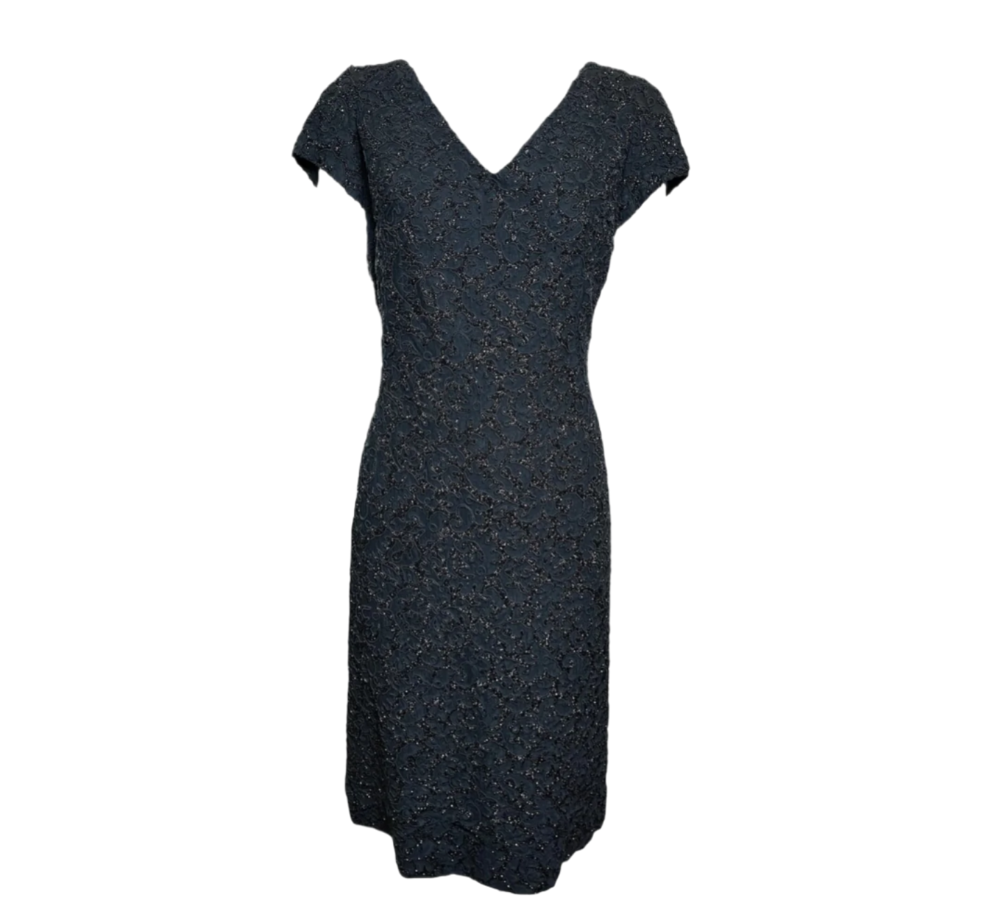 Mingolini Gugenheim 1960's Black Beaded Dress on Lace