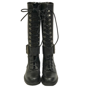 Dirk Bikkembergs 90s Tall Black Combat-Style Lace Up Boots with