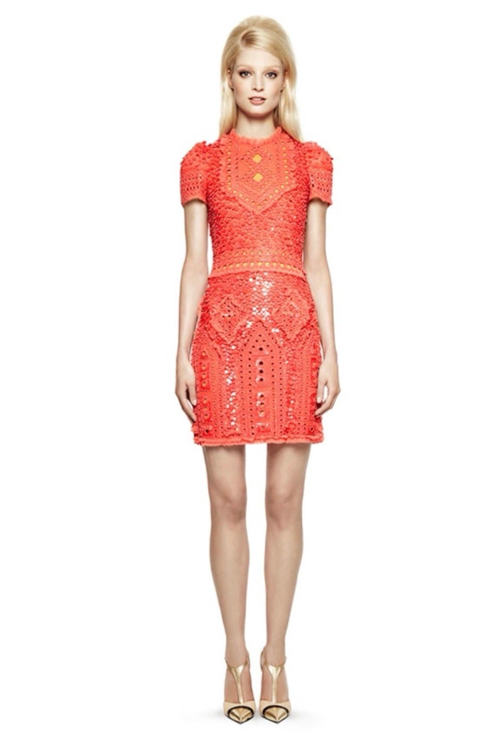 Emilio Pucci Resort 2012 Pink Sequin Beaded Mini Dress, NWT Model