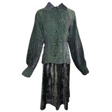 Yoshiki Hisinuma 2000s Velvet Green Textured Avant-Garde Ensemble