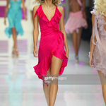 Versace S/S 2004 Charcoal Black Ruffled Jersey Mini Dress, runway