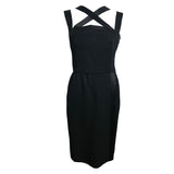 Givenchy Black 1980's Criss Cross Strapped Cocktail Dress