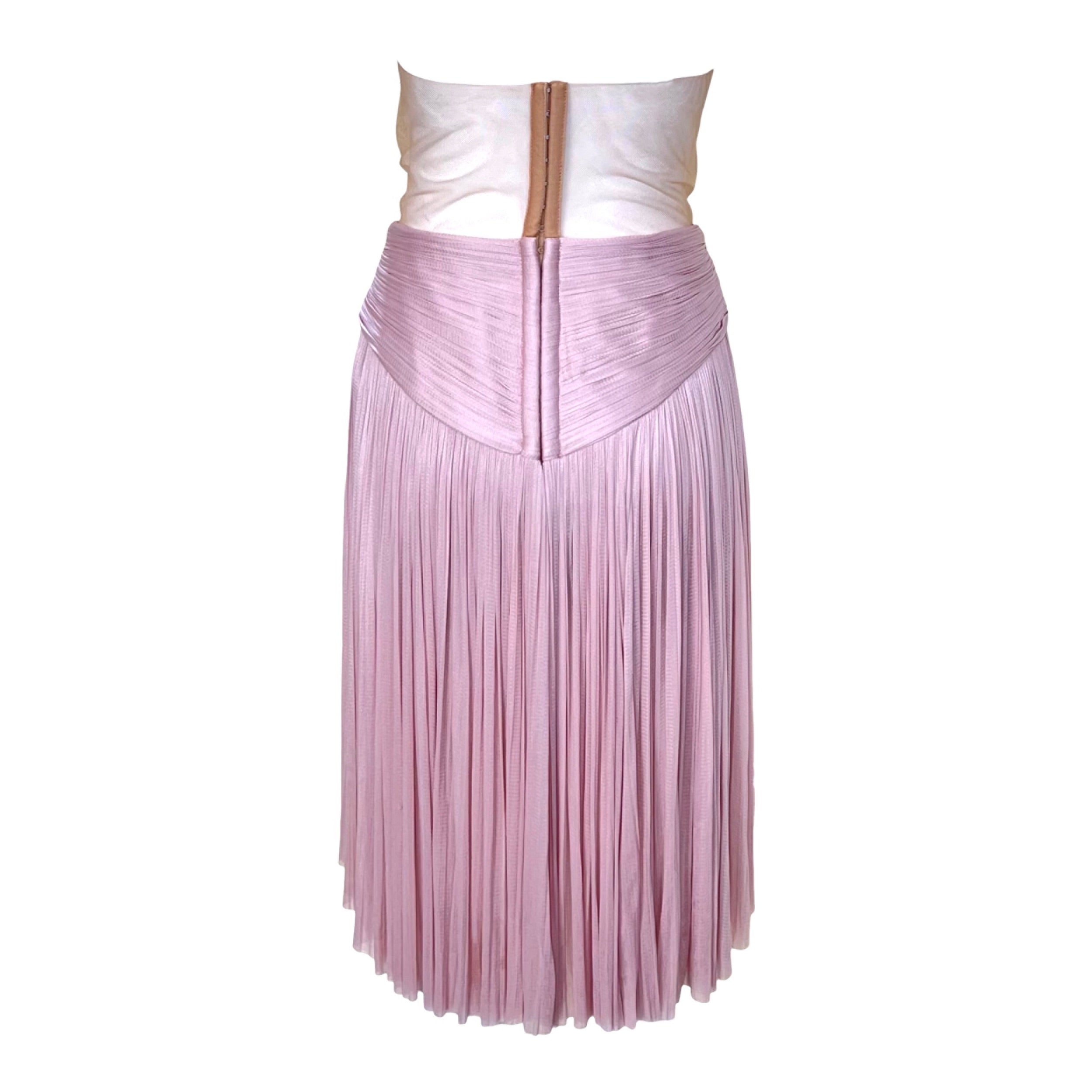 Maria Lucia Lohan 2020s Dusty Rose Pink Silk Jersey Strapless Mini Dress, back