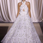Giambattista Valli S/S 2024 White Floral Embroidered Halter Gown, model