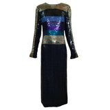 Pierre Cardin F/W 1973 Striped Sequin Long Sleeve Gown - The Way We Wore