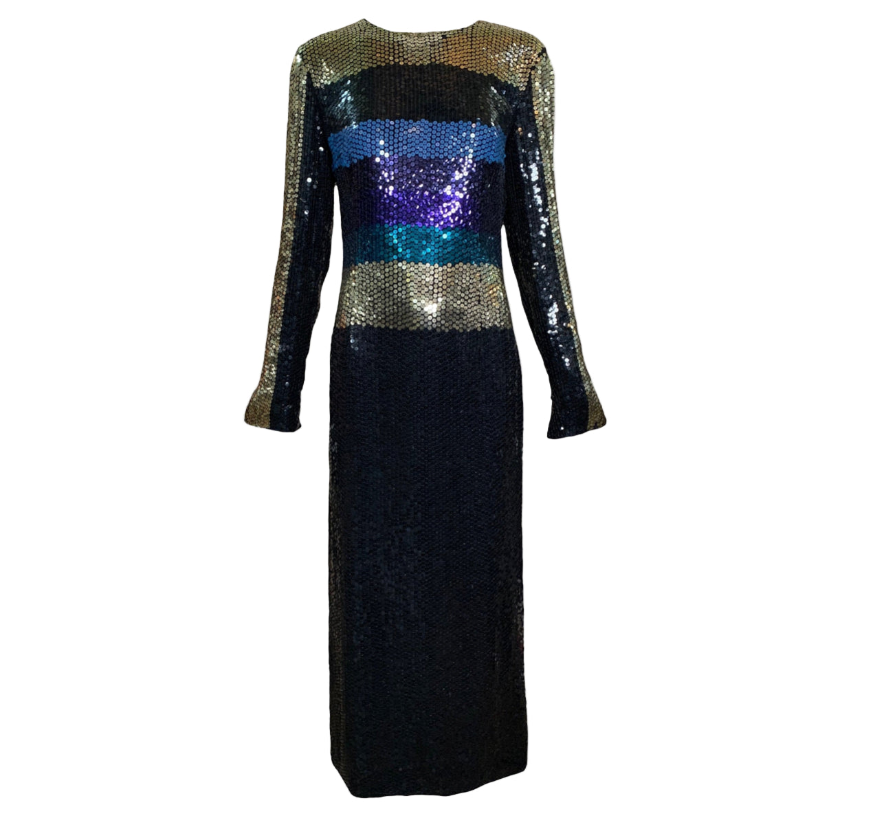 Pierre Cardin F/W 1973 Striped Sequin Long Sleeve Gown - The Way We Wore