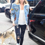 Gucci F/W 2016 Denim Patchwork Jacket with Faux Shearling Lining, Cara Delevingne wearing FW16 Gucci