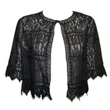 Chloé Neo Victorian Black Eyelash Lace Bolero Jacket FRONT 1/4