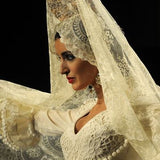 Spanish Oversized Peinata Faux Tortoise Shell, Carved- reference Bride Wearing Peineta & Mantilla 