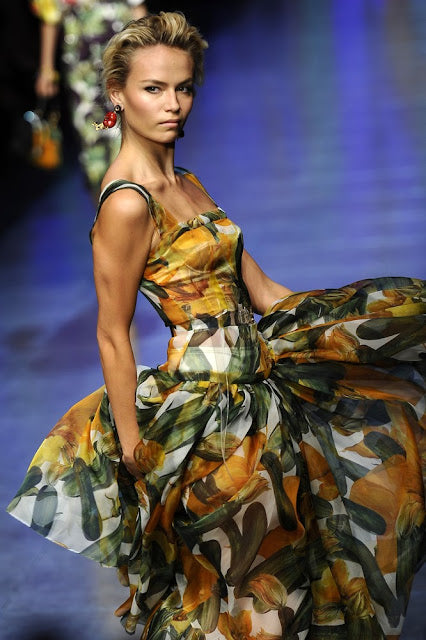 Dolce & Gabbana Spring 2012 Zucchini Blossom Printed Silk Chiffon Dress RUNWAY SIDE 8/11