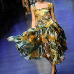 Dolce & Gabbana Spring 2012 Zucchini Blossom Printed Silk Chiffon Dress RUNWAY MOVEMENT 9/11