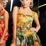 Dolce & Gabbana Spring 2012 Zucchini Blossom Printed Silk Chiffon Dress RUNWAY BACKSTAGE 10/11