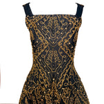 Christian Dior A/W 1954 'Mexique' Embellished Black Faille H Line Dress, top