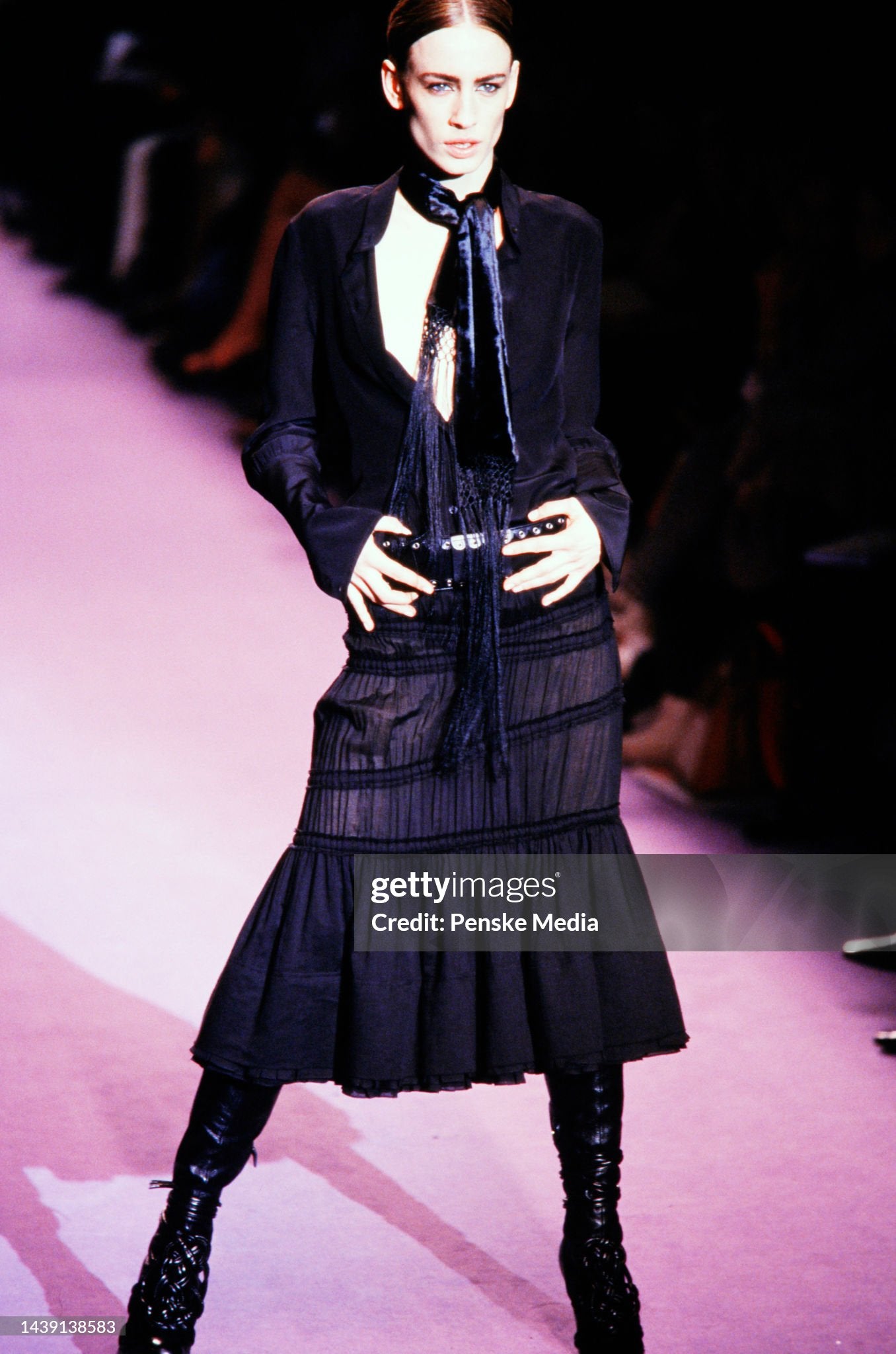 
Yves Saint Laurent Rive Gauche Fall 2001 Ready to Wear Runway Show
Model Natasa Vojnovic (Photo by Dominique Maître/Penske Media via Getty Images)