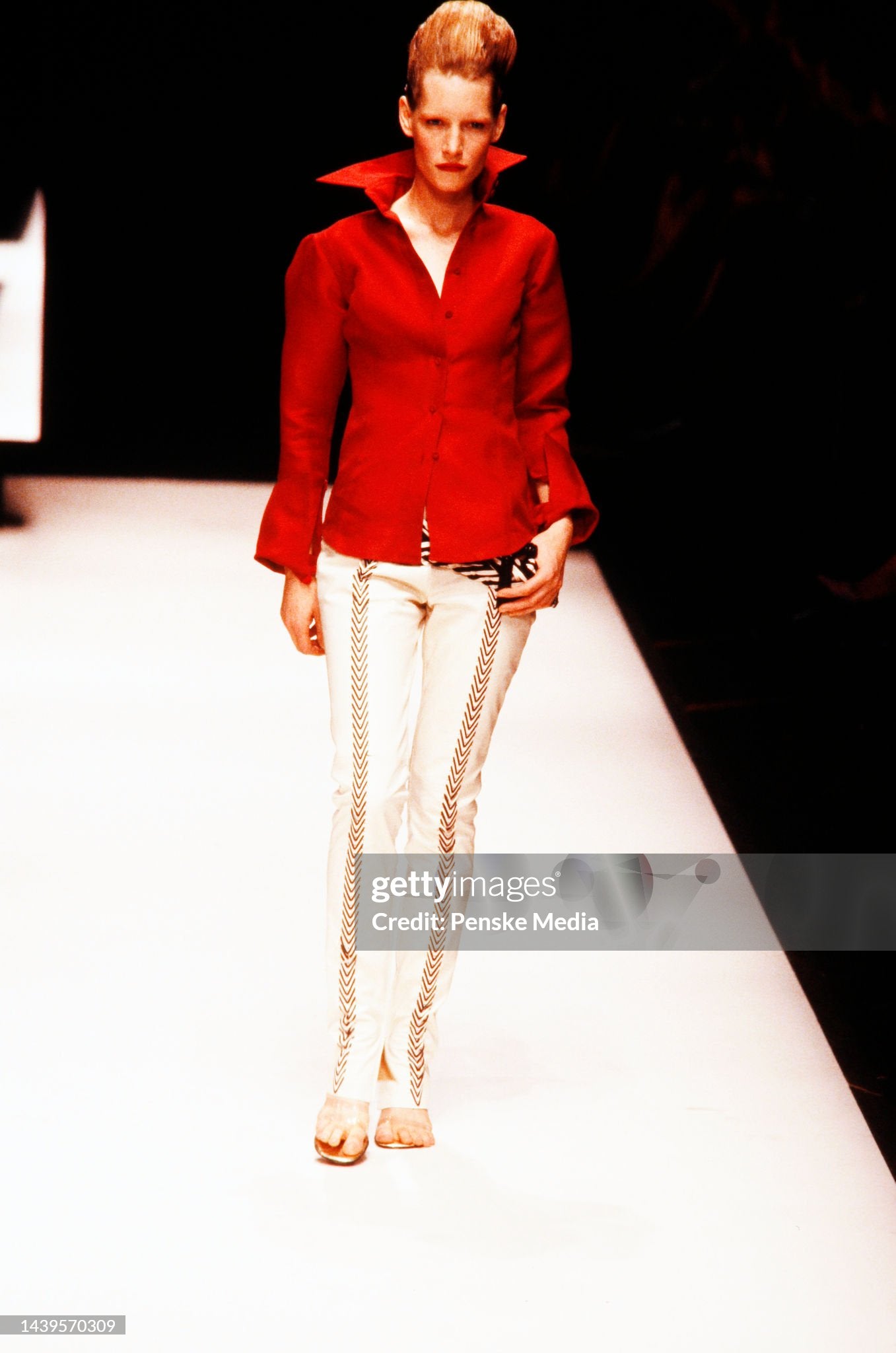 Gianfranco Ferre Spring 2001 Ready To Wear Collection Runway Show
Model Kirsten Owen. (Photo by Mauricio Miranda/Penske Media via Getty Images)
