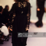 Chloé A/W 1993 Black Velvet & Crochet Neo-Victorian 2 Piece Dress, runway