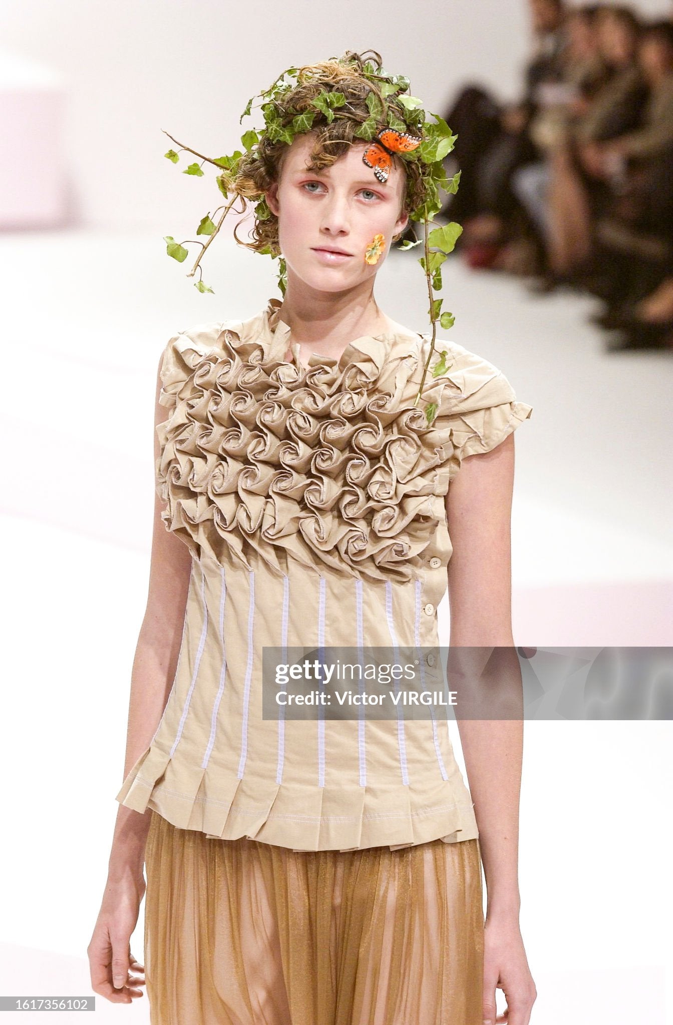 
Issey Miyake - Runway - Spring/Summer 2002 Paris Fashion Week
PARIS, FRANCE - OCTOBER 10: A model walks the runway during the Issey Miyake Ready to Wear Spring/Summer 2002 fashion show as part of the Paris Fashion Week on October 10, 2001 in Paris, France. (Photo by Victor VIRGILE/Gamma-Rapho via Getty Images)