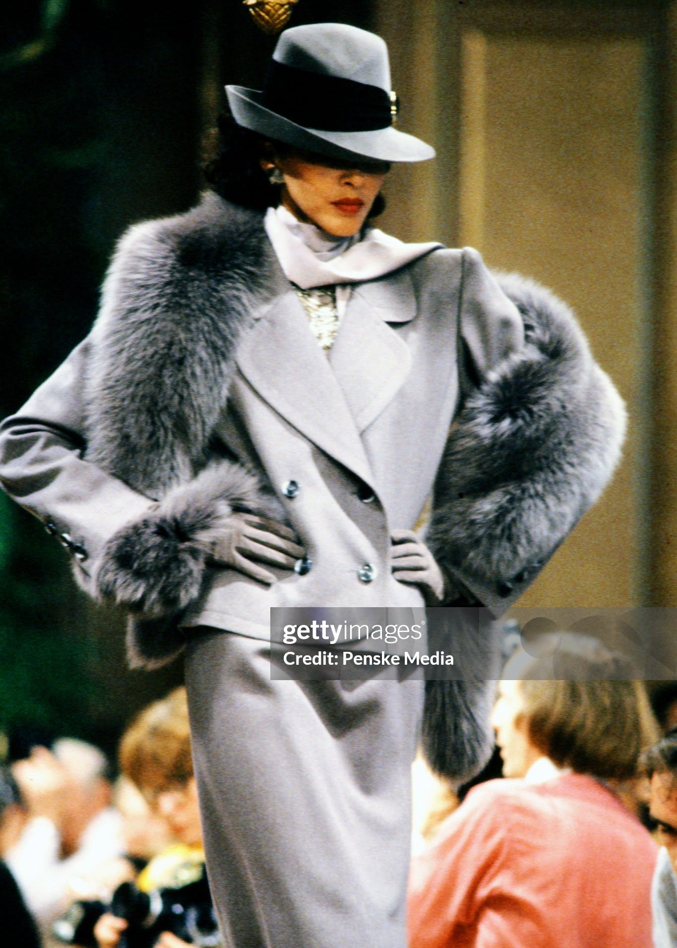 Model Dalma Callado walks in the Yves Saint Laurent Fall 1981 Couture Runway Show, in Paris, France. (Photo by Guy Marineau/Penske Media via Getty Images)