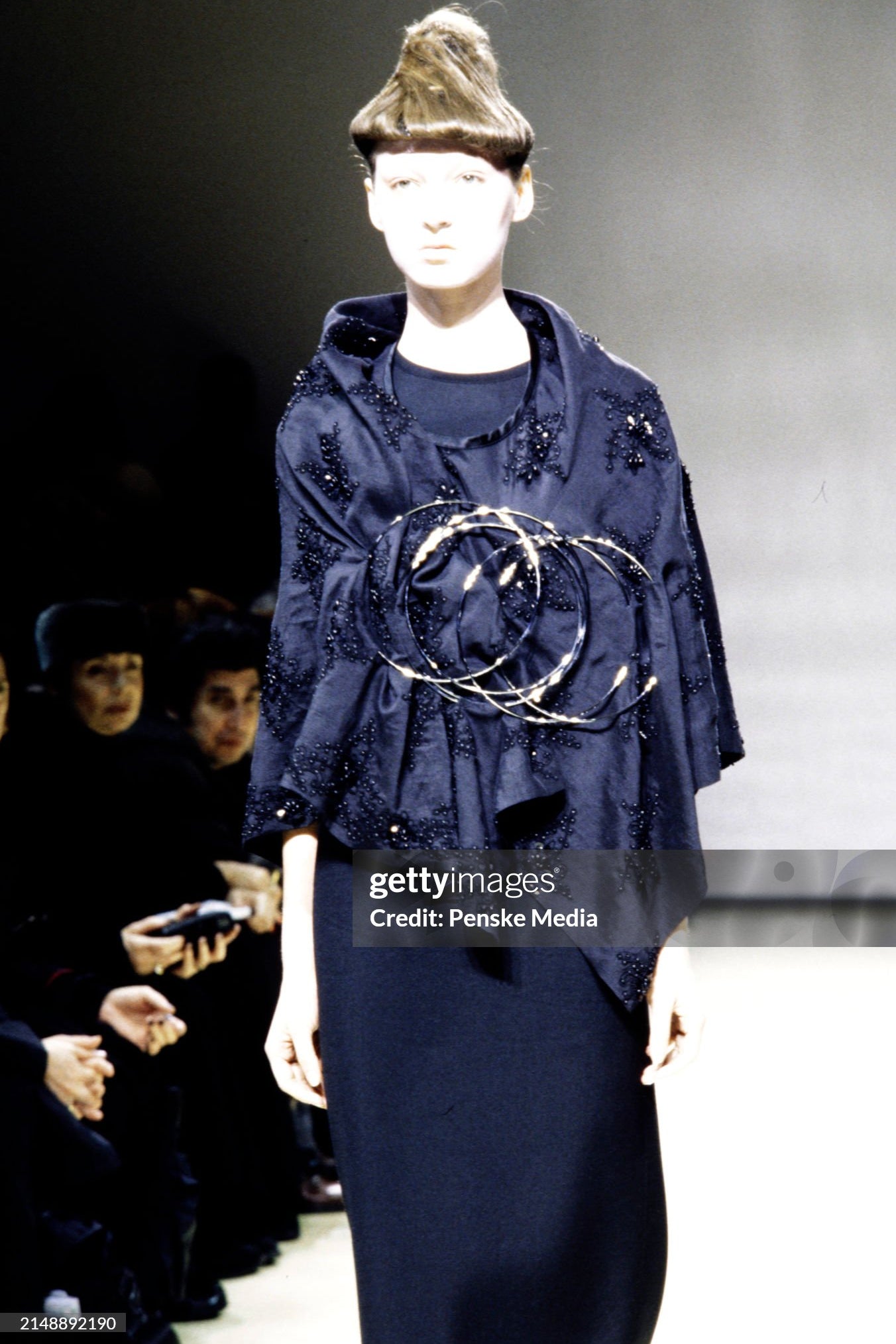 
Junya Watanabe Fall 1999 Ready to Wear Runway Show
A model walks in the Junya Watanabe Fall 1999 Ready to Wear Runway Show on March 10, 1999, in Paris, France. (Photo by Giovanni Giannoni/Penske Media via Getty Images)