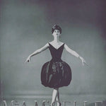 Mam’selle by Betty Carol 1959 Sculptural Petal Puff Long Sleeve Black Dress, advertisement