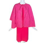 Bonnie Cashin for Sills 1960's Hot Pink Belted Dress and Tweed Cape Ensemble