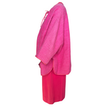 Bonnie Cashin for Sills 1960's Hot Pink Belted Dress and Tweed Cape Ensemble, side 2