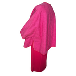 Bonnie Cashin for Sills 1960's Hot Pink Belted Dress and Tweed Cape Ensemble, left side