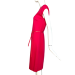 Bonnie Cashin for Sills 1960's Hot Pink Belted Dress and Tweed Cape Ensemble, left side dress belted