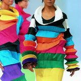 Issey Miyake 1994-95秋冬黑色褶皱建筑前卫连衣裙