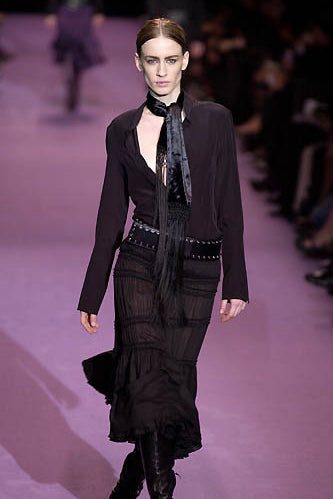 Yves Saint Laurent F/W 2001 Black Cotton Asymmetric Skirt, runway