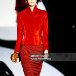 Tom Ford for Gucci F/W 1999 Burgundy Silk Jersey Ruched Skirt, runway