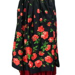 Saint Laurent Rive Gauche Layered Peasant skirt in Black and Red Floral  FRONT 1 of 4