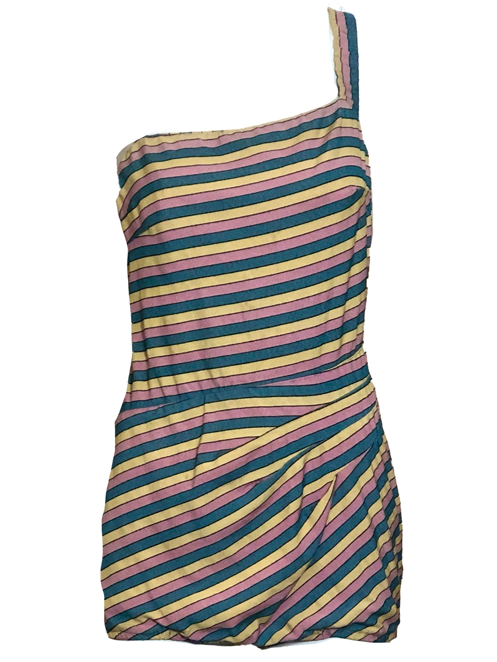 Rose Marie Reid 50s One Shoulder Striped Swimsuit FRONT 1 of 5