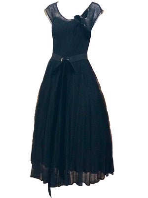 50s Black Chantilly Lace High Style Cocktail Dress ANGLE 2 of 4