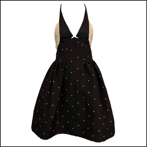 Geoffrey Beene 1996 Black and White Silk Faille Halter Mini Dress FRONT 1 of 5
