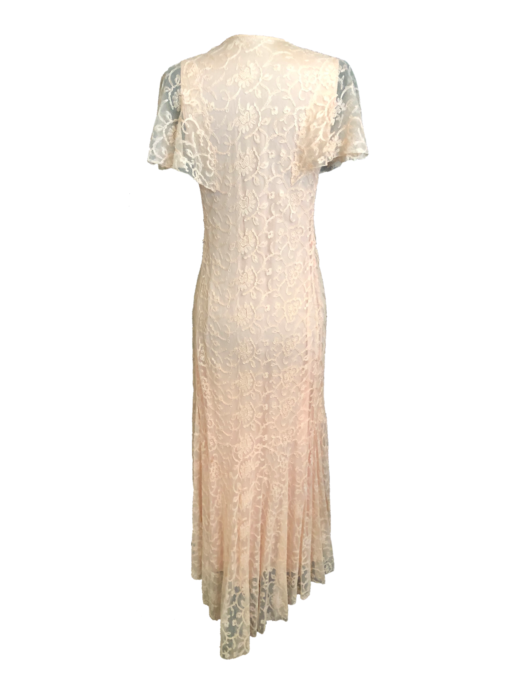 30s Peach Lace Dressing Gown 2 of 5