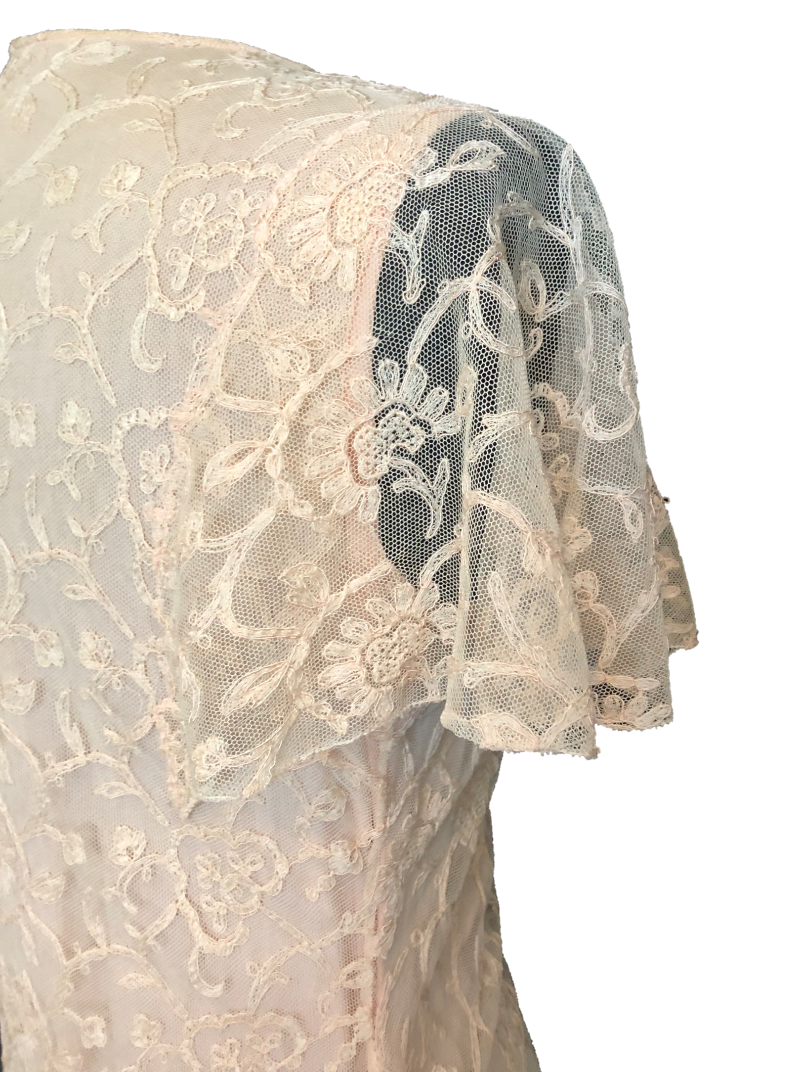 30s Peach Lace Dressing Gown 4 of 5