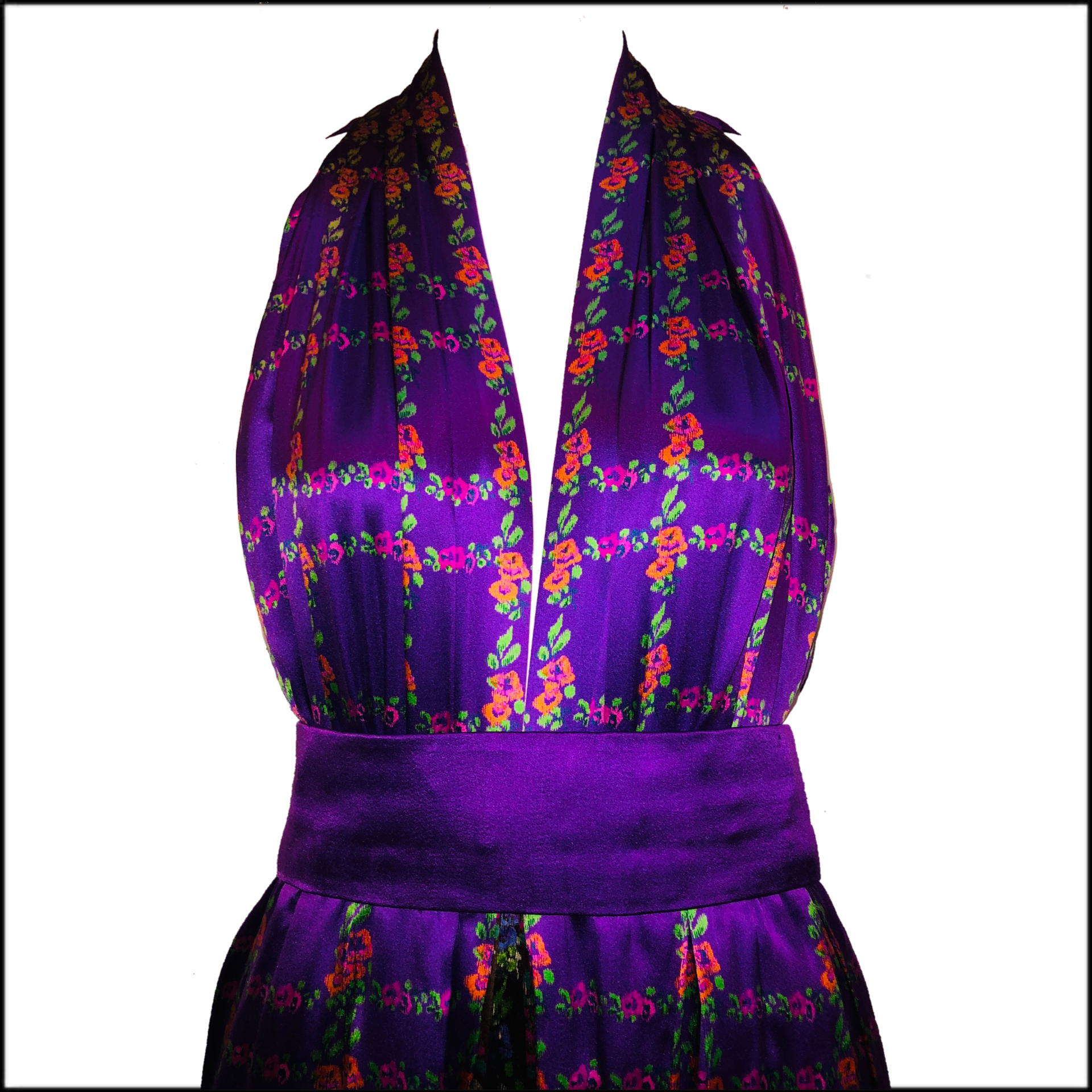 Roberta Capucci 70s Magnificent Couture Silk Layered Gown, bodice