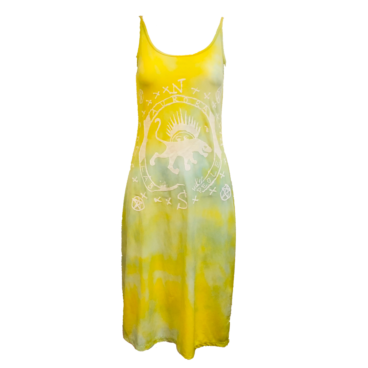 The People of the Labyrinths Yellow Green Tie Dye Jersey Tank Dress