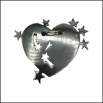 80s Oversize Aluminum Heart Brooch BACK 2 of 2