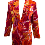 Genny 90s Blazer in Bold Red and Orange Dragon Print FRONT 1 of 6