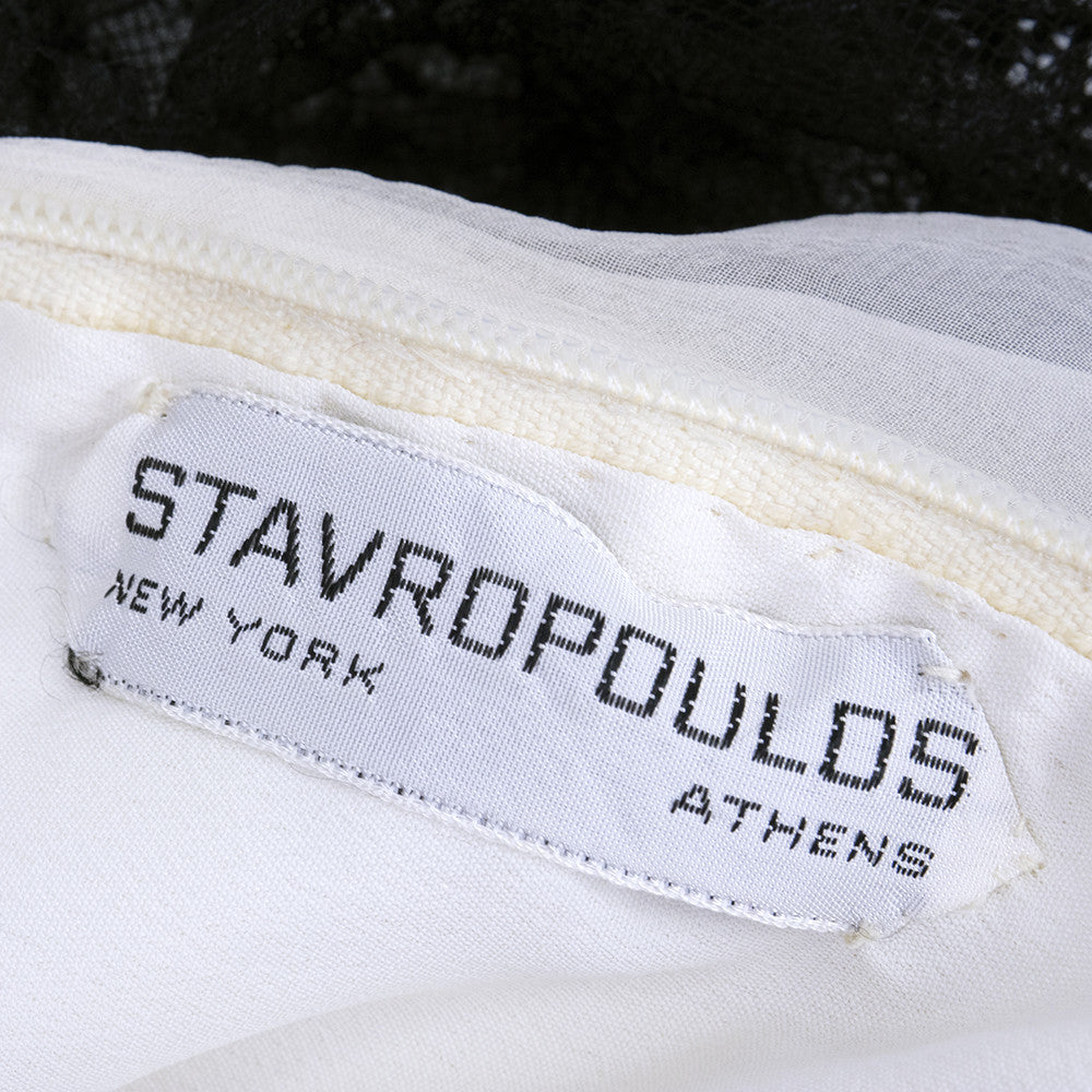 Vintage STAVROPOULOS 60s White Chiffon Gown, label