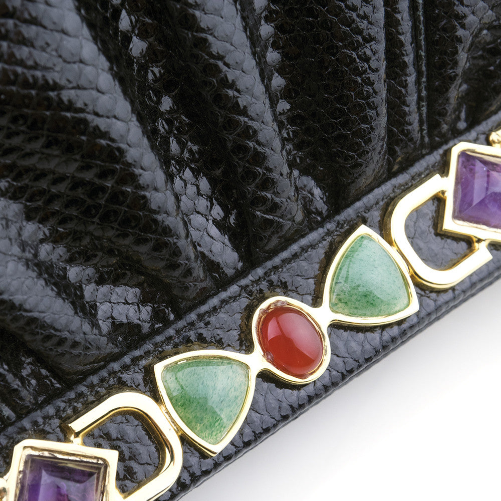 Vintage LEIBER 80s Reptile Clutch, detail