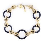 Vintage GOOSSENS 80s Gold-Tone Link & Wood Collar