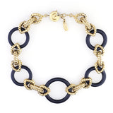 Vintage GOOSSENS 80s Gold-Tone Link & Wood Collar