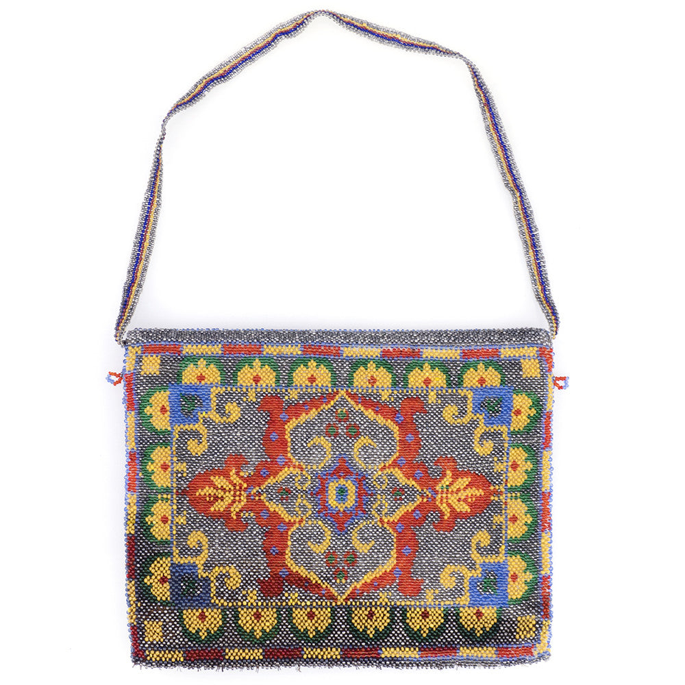 Vintage 20s Beaded Carpet Bag, back