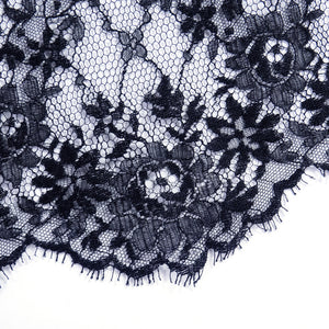 Vintage BLASS 70s Black Lace Gown, lace detail