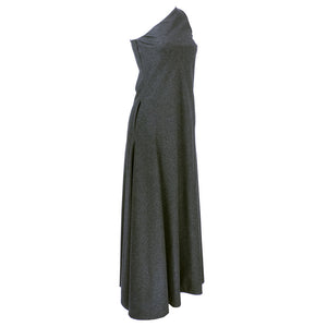 Vintage STAVROPOULOS 70s Grey Wool Gown, side