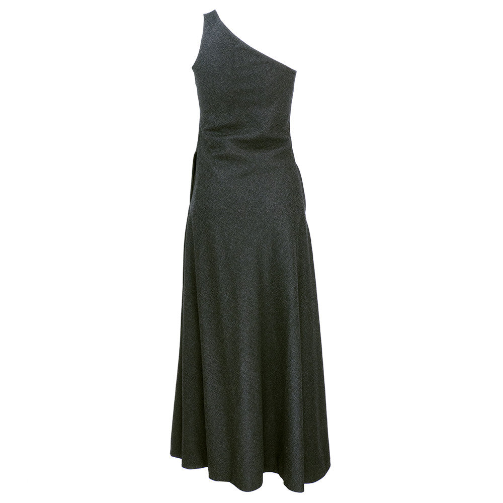Vintage STAVROPOULOS 70s Grey Wool Gown, back